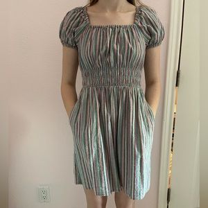 american eagle multicolor puff sleeve mini dress